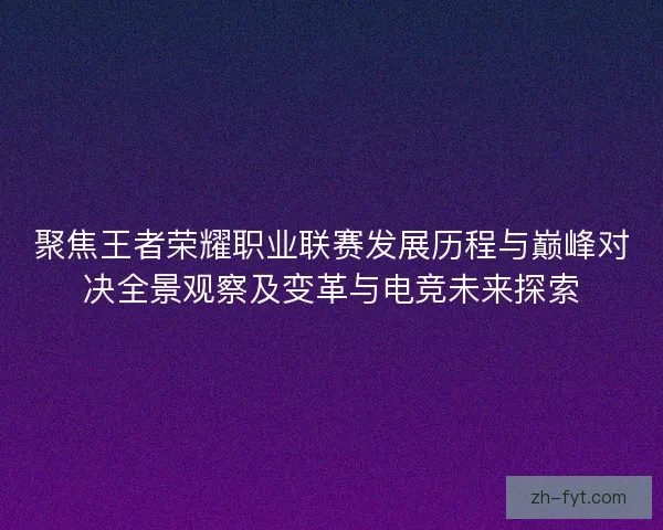 聚焦王者荣耀职业联赛发展历程与巅峰对决全景观察及变革与电竞未来探索